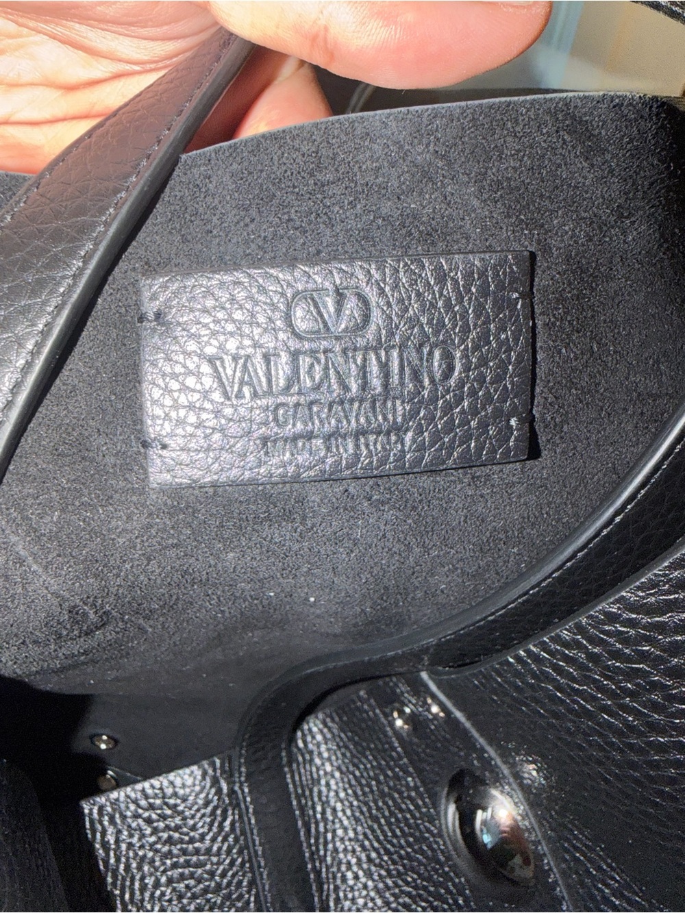 Valentino Garavani Black Pebbled Leather Tote with Silver Studs (Nellcôte) - Picture 5 of 9